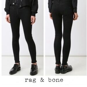 Rag & Bone Ryder Moto Skinny Jeans Ankle
Exposed Zipper Black Coated Y2K…